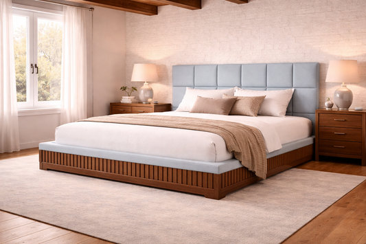 Tan Upholstered Bed