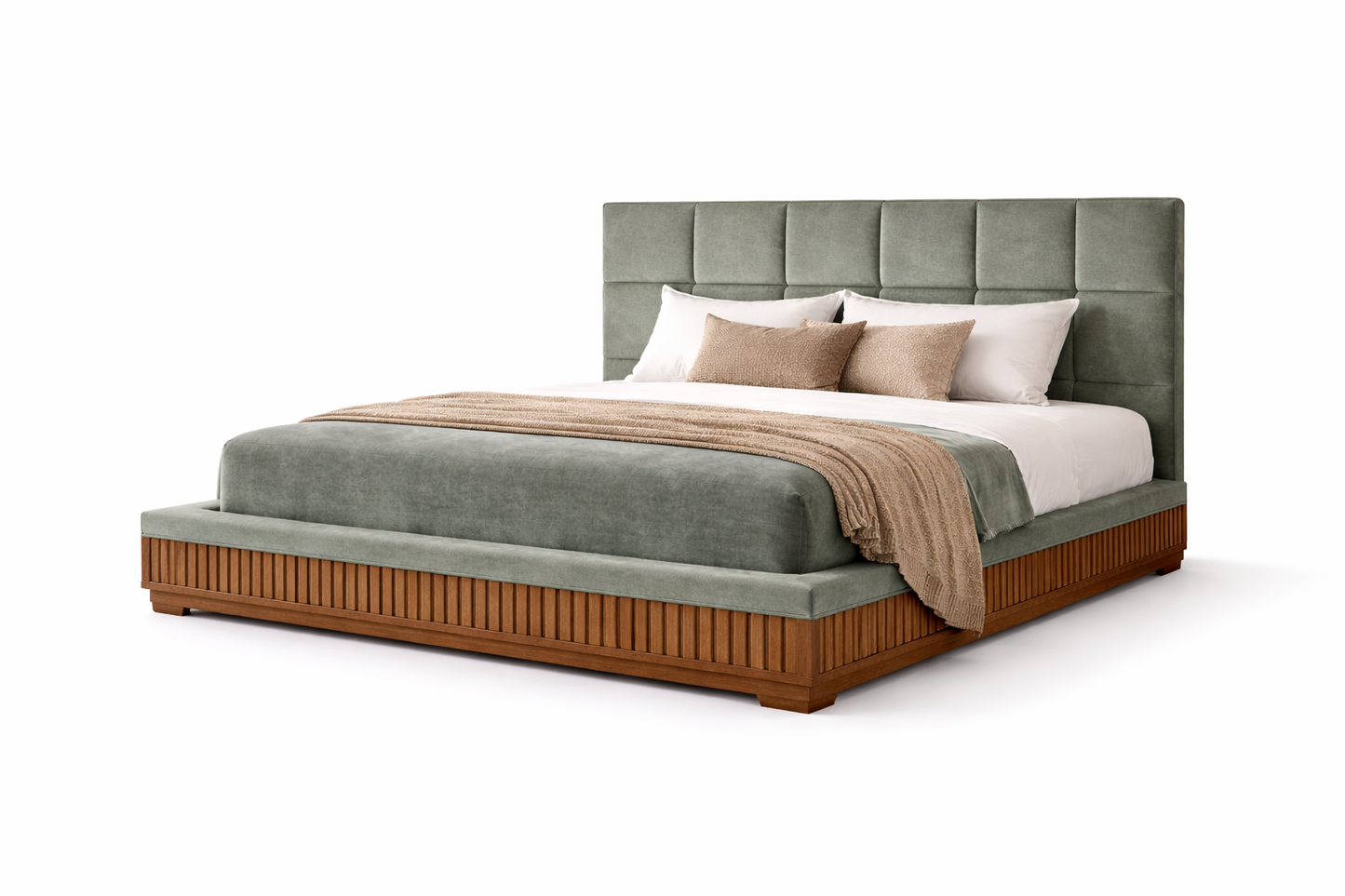 Tan Upholstered Bed